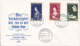 Saar Ersttags Brief FDC Cover 1956 Volkshilfe Gemälde (VII) Complete Set - FDC