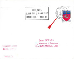 Curiosité, Secap Couronne DuTàD Renversé " 13 Marseille St Ferreol 15-7 1968 Colloque Ecole Supre Commerce... - Covers & Documents