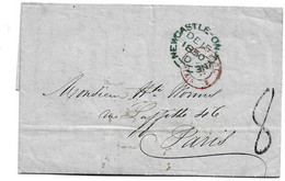 GBP102 / GROSSBRITANNIEN - NEWCASTLE - 1850 Nach Paris - Cartas & Documentos