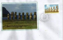 EASTER ISLAND.Moʻai At Ahu Tongariki,UNESCO World Heritage.Unesco Stamp,from Paris Headquarters.(letter) - Rapa Nui