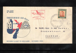 New Zealand 1953 KLM Flight Christchurch - Amsterdam - Storia Postale