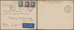 Poortman - Affranch. Tricolore Sur Lettre Par Avion En Recommandé De Bruxelles > Santiago De Chile (Chilie) - 1936-1951 Poortman