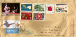 Lettre De Tokyo,Japon,adressée Andorra,avec Vignette Prevention Coronavirus Japon Et Arrivée Timbre à Date Andorra - Cartas & Documentos