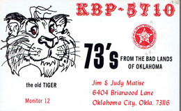 Tiger, Tigre On Old Card From Jim & Judy Matise, Briarwood Lane, Oklahoma City, USA (KPB 5710) Oct 1968 - Tigers