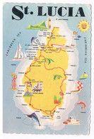 AM-19   SAINT LUCIA : Map-card Of The Island - Sainte-Lucie