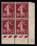 FRANCE N°189* TYPE SEMEUSE COIN DATE DU 30/1/35 - ....-1929