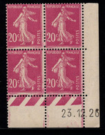 FRANCE N°190* TYPE SEMEUSE COIN DATE DU 23/12/26 - ....-1929