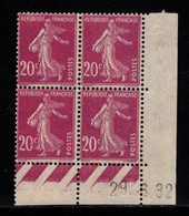 FRANCE N°190* TYPE SEMEUSE COIN DATE DU 29/6/32 - ....-1929