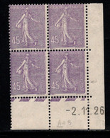 FRANCE N°197* TYPE SEMEUSE COIN DATE DU 2/11/26 - ....-1929