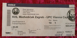 KHL MEDVEŠČAK- UPC VIENNA CAPITALS, EBEL LEAGUE, 2012. MATCH TICKET - Abbigliamento, Souvenirs & Varie