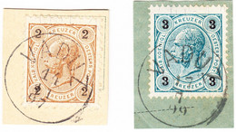 1890 Vorläufer, 2 Und 3 Kreuzer Stempel Vaduz Auf österreichischen Marken. Kat Nr. MI 51 Und 52. Briefstücke - ...-1912 Préphilatélie