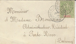 2-1-1906- Petite Enveloppe JOUR DE L'AN  Affr. 5 C Groupe Oblit. PORTO NOVO Pour Porto Novo - Storia Postale