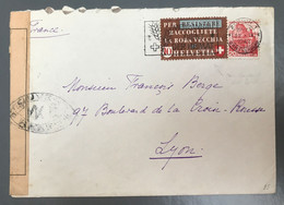 Suisse, N°376 Sur Enveloppe Censurée De Zurich 22.4.1944 Pour Lyon - (A1295) - Cartas & Documentos