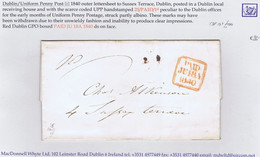 Ireland Dublin Uniform Penny Post Handstamp 25/PAID/1d In Red On Local Cover To Sussex Terrace, Partly Inked Strike - Préphilatélie