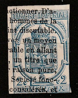 TIMBRES POUR JOURNAUX - N°2 Obl (1868) 2c Bleu - Journaux