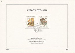 Czechoslovakia / First Day Sheet (1989/14b) Praha: Poisonous Mushrooms (Amanita Phalloides, Cortinarius., Amanita Virosa - Plantes Toxiques
