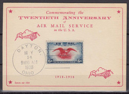 Etats Unis 1938 Carte 1er Jour Avec N° 24 Poste Aerienne. CAD Dayton Ohio 1938 - Souvenirkarten