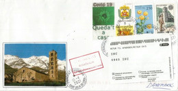 Lettre Andorre Envoyée Au Danemark Pendant L'épidémie Covid19,avec Vignette Prévention Locale, Return To Sender. - Covers & Documents