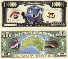 USA 1 Million US Novelty Banknote 'Australia Down Under' - NEW - UNC & CRISP - Andere - Amerika