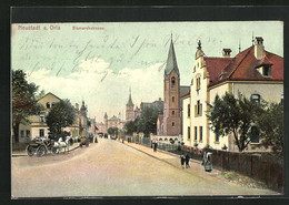 AK Neustadt A. Orla, Bismarckstrasse Mit Kirche Und Pferdewagen - Neustadt / Orla