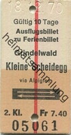 Schweiz - Ausflugsbillet Zu Ferienbillet Grindelwald Kleine Scheidegg Via Alpiglen Und Zurück - 1/2 Preis Fahrkarte 1970 - Zonder Classificatie