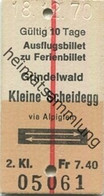 Schweiz - Ausflugsbillet Zu Ferienbillet Grindelwald Kleine Scheidegg Via Alpiglen Und Zurück - 1/2 Preis Fahrkarte 1970 - Unclassified