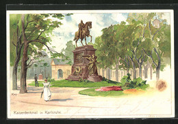 Künstler-AK Heinrich Kley: Karlsruhe, Am Kaiserdenkmal Im Park - Kley