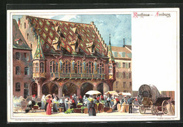 Künstler-AK Heinrich Kley: Freiburg, Menschen Am Raufhaus Auf Dem Markt - Kley