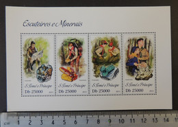 St Thomas 2013 Scouts Minerals Children Emerald Carbonite M/sheet Mnh - Ganze Bögen