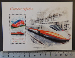 St Thomas 2013 High Speed Trains Railways Transport Ntv Agv Taiwan 700t S/sheet Mnh - Ganze Bögen