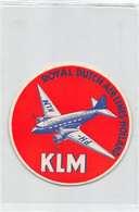 12507 " KLM-ROYAL DUTCH AIRLINES-HOLLAND " RUBBEREN OP DE RUG-GOMMA SUL RETRO  Cm. 10,0 - Stickers