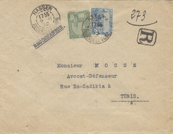 1922- Envelopp Recc.de NASSEN / REGENCE DE TUNIS  Affr. 55 C Pour Tunis - Brieven En Documenten