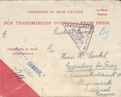 1917- Cover From INDIA  ( Austrian W P ) To Stiermark ( Austria ) - Militaire Vrijstelling Van Portkosten