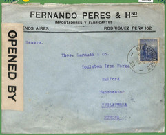 98799 - ARGENTINA - POSTAL HISTORY - Censored COVER To GB 1916 Poster Stamp: HUMAN RIGHTS! - Cartas & Documentos