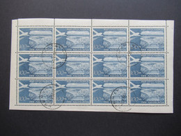 Jugoslawien 1951 Freimarken Flugzeuge über Landschaften Nr. 652 Im 12 Bogen!! Gestempelt. KW 132€ / Kompletter Bogen - Used Stamps