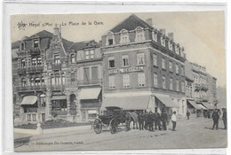 - 830 -    HEYST SUR MER  La Place De La Gare  Hotel Central  Caleche - Heist