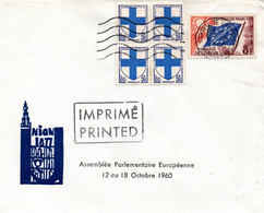 G92  Lettre Du 12 X 1960  Avec La Flamme Type VIII Du Conseil De L'Europe. 1er Jour De L'Assemblée Européenne.  TB - Institutions Européennes