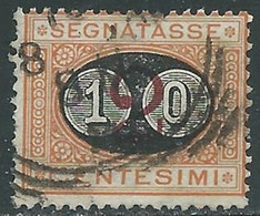 1890-91 REGNO SEGNATASSE USATO SOPRASTAMPATO 10 SU 2 CENT - RE31-5 - Taxe