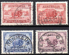 AUSTRALIA 1934. The Complete Set Of The Merino Sheeps With The 2 Types Of 2D (4) - Oblitérés