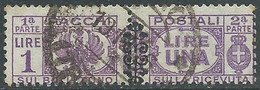 1945 LUOGOTENENZA PACCHI POSTALI USATO 1 LIRA - CZ19-10 - Paketmarken