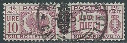 1945 LUOGOTENENZA PACCHI POSTALI USATO 10 LIRE - CZ38-7 - Paketmarken