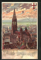 Künstler-AK Heinrich Kley: Freiburg, Totalansicht Des Münsters - Kley