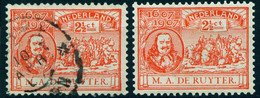 Nederland 1907 Michel-# 74 (2x) " 2 Werte 12 1/2 Cent De Ruyter In O + * Falzrest " Mi ~8 € - Andere & Zonder Classificatie