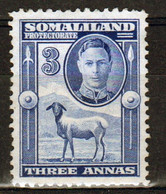 Somaliland Protectorate 1942 George VI Single Three Anna  Stamp In Fine Used - Somaliland (Protectorate ...-1959)
