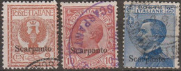 Italia Colonie Egeo Scarpanto 1932 SaN°1 Lot 3v (o) Vedere Scansione - Aegean (Scarpanto)