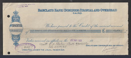 Egypt - 1935 - Vintage Check - Barclays Bank ( DOMINION, COLONIAL AND OVERSEAS - CAIRO ) - Séries Collector