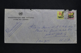 CONGO - Enveloppe Des Nations Unies De Léopoldville Pour New York En 1960, Affranchissement Surchargés - L 99162 - Autres & Non Classés