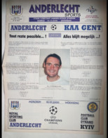 Football Program UEFA Champions League 2000-01 RSC Anderlecht Belgium - Dynamo Kyev Ukraine - Libros