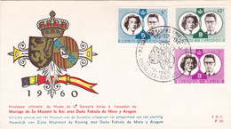 70 1169 1171 FDC P88 Enveloppe Belgique    Dynastie Royal Couronne Mariage Royal Roi Baudouin Fabiola Bruxelles Brus - 1951-1960