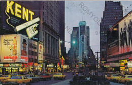 CARTOLINA  NEW YORK CITY,STATI UNITI,TIMES SQUARE AT NIGHT,MEMORIA,STORIA,CULTURA,VIAGGIATA 1968 - Time Square